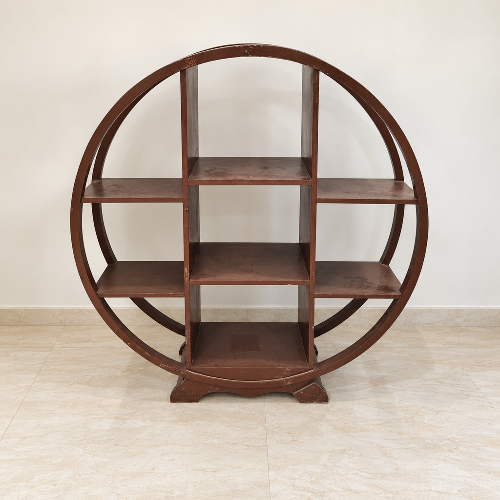 Round Freestanding Wooden Display Shelf - hero