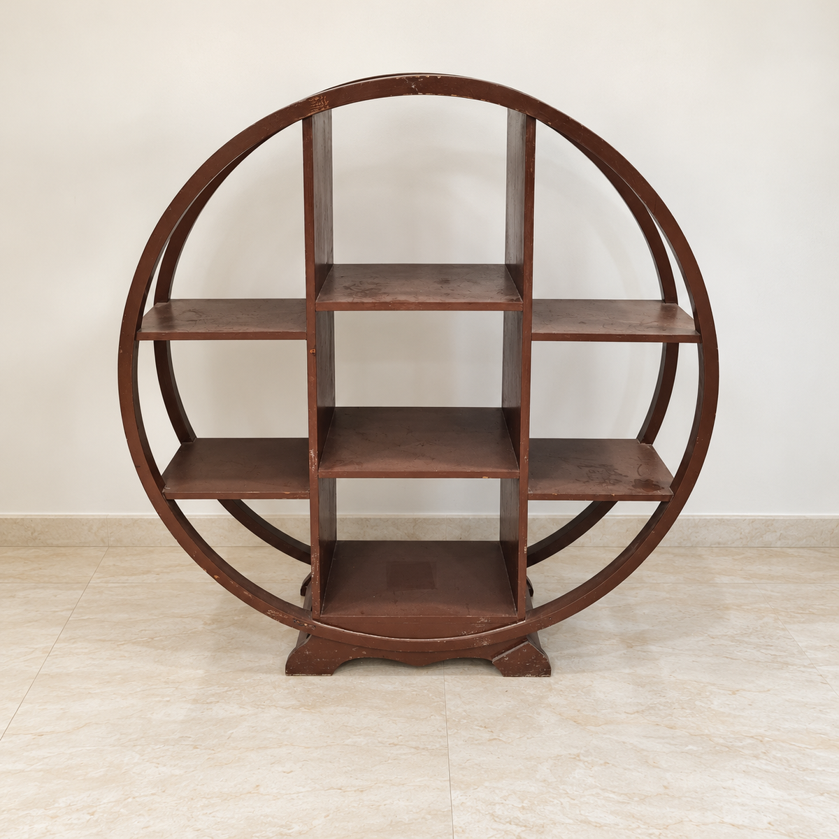 Round Freestanding Wooden Display Shelf - hero