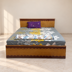 Wooden King-Size Storage Bed with Headboard - hero