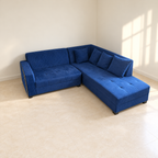 Blue 5-Seater L-Shaped Fabric Sofa - hero