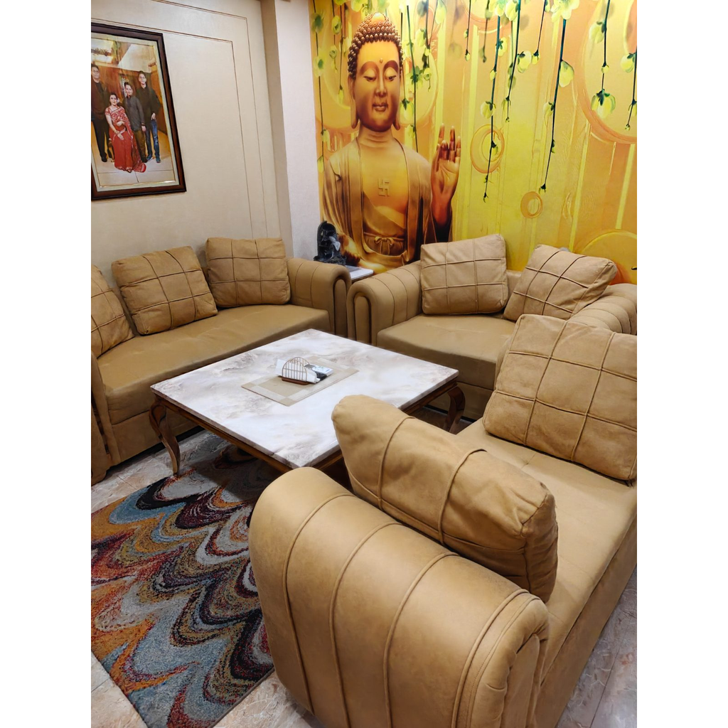 Beige 3+2+2 Sofa Set - used living-room in Delhi - photo 4