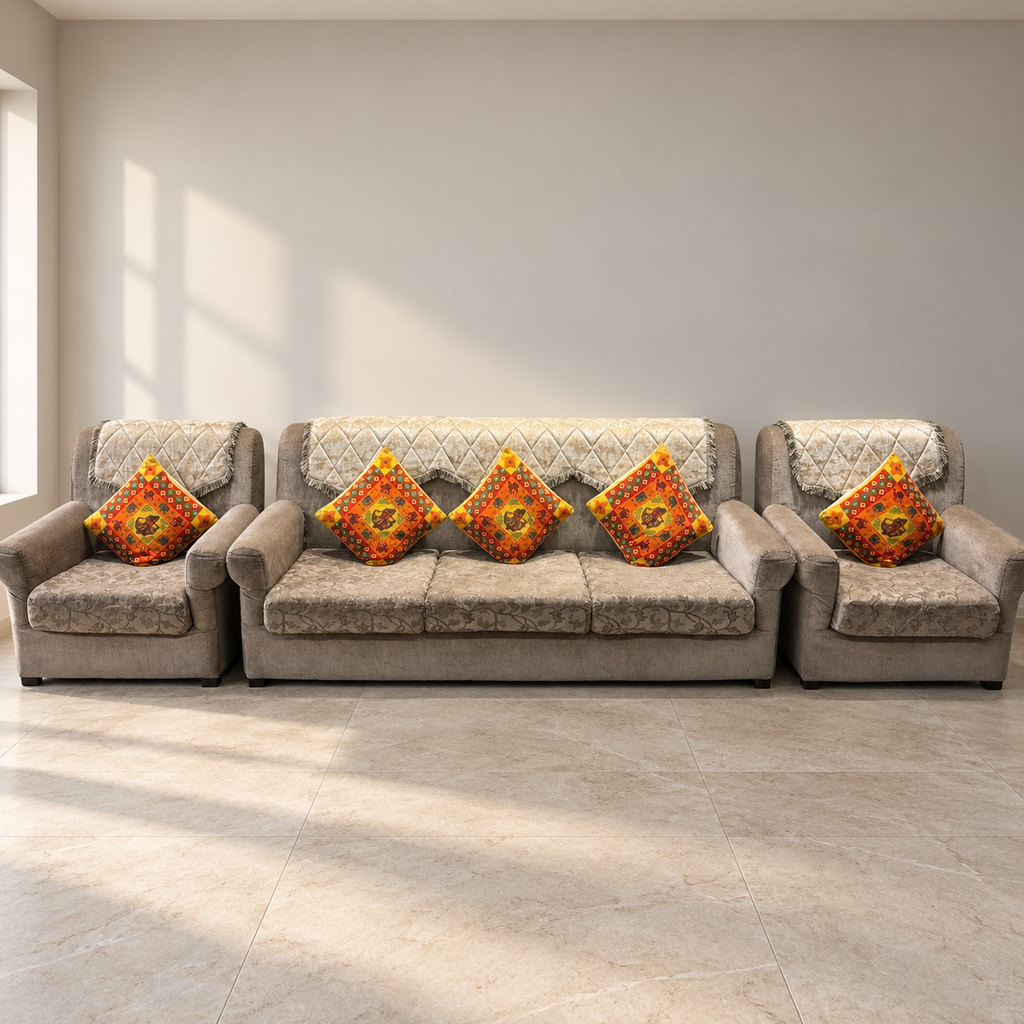 Grey 3+1+1 Fabric Sofa Set, Needs Repair - Needs Repair - Gurugram