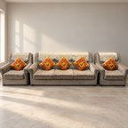 Grey 3+1+1 Fabric Sofa Set, Needs Repair - Needs Repair - Gurugram