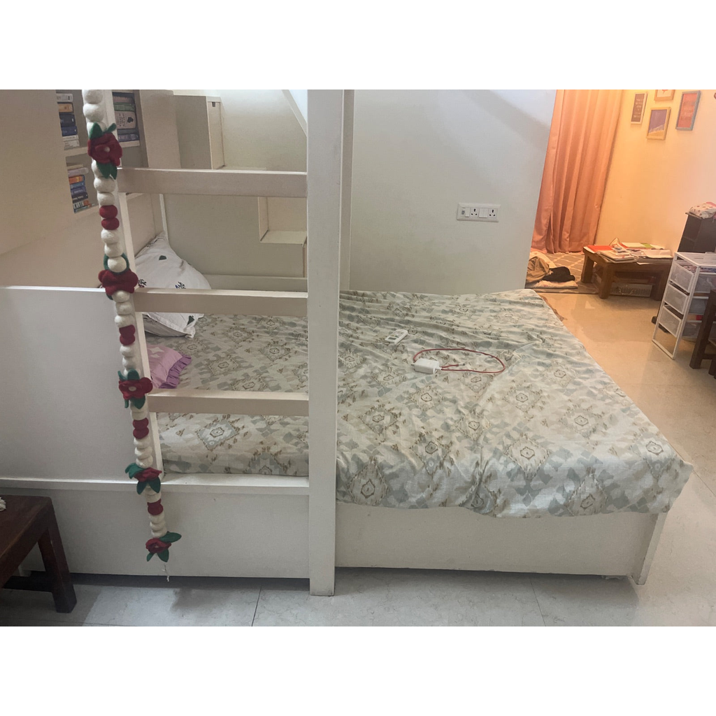 White and Beige Bunk Bed with Storage and Mattresses - used in Delhi - photo 5