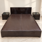 King Size Wooden Storage Bed with Two Side Tables - used item in Gurugram