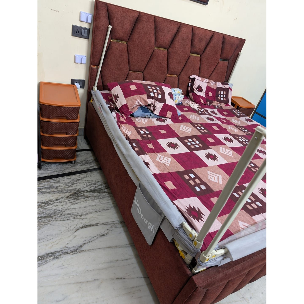 Brown Upholstered King Size Bed Frame - used item in Gurugram - photo 1
