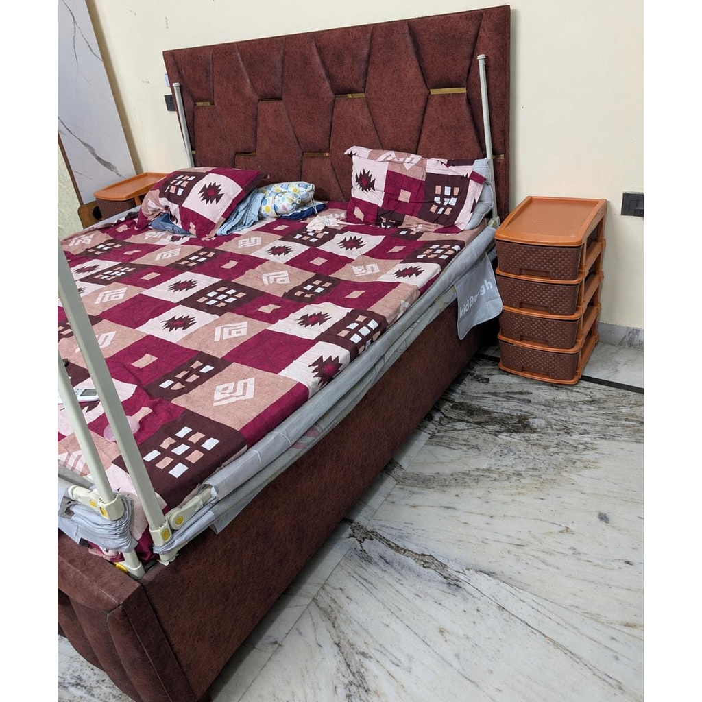 Brown Upholstered King Size Bed Frame - used item in Gurugram - photo 2
