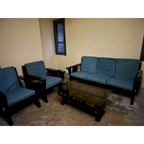 Solid Wooden 3+1+1 Sofa Set with Glass Coffee Table - used item in Delhi - photo 1