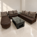Six-Seater Sectional Sofa with Glass Centre Table - used item in Delhi