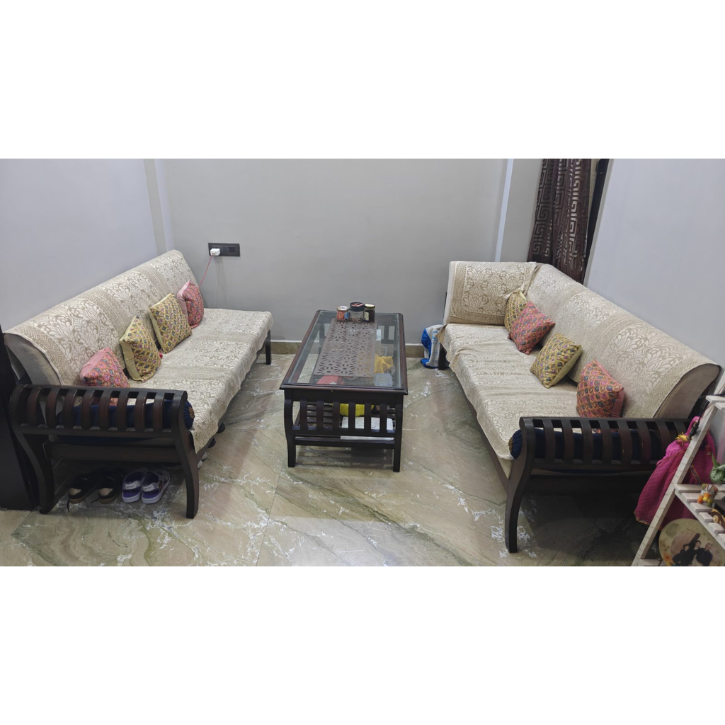 Wooden Sofa Set with Glass Table - used living-room in Delhi - photo 5