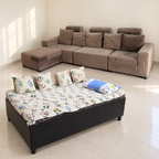 Taupe L-Shaped Sofa and Diwan Bed Bundle - hero