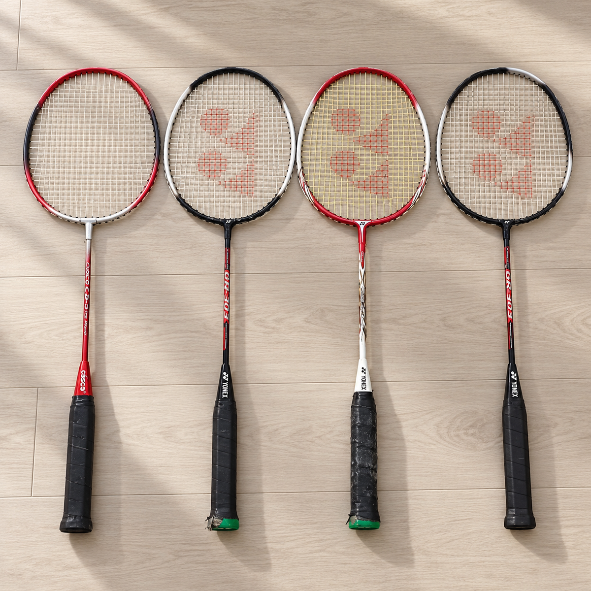 Yonex and Cosco Badminton Rackets, Set of 4 - Regularly Used