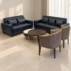 3+2 Leatherette Sofa Set with Two Accent Chairs and Nesting Tables - Lightly Used