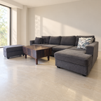 Wakefit L-Shaped Sofa with Ottoman and Sheesham Coffee Table - Lightly Used