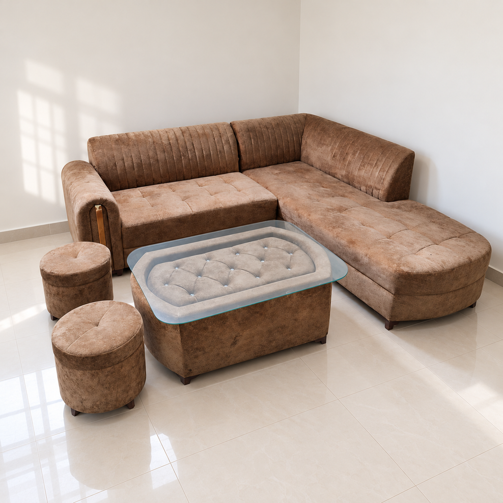 7-Seater Fabric Sofa with Table - hero