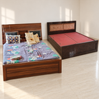 Two Wooden Bed Frames with Padded Headboards - used bedroom in Faridabad - hero; mattresses and bedding excluded