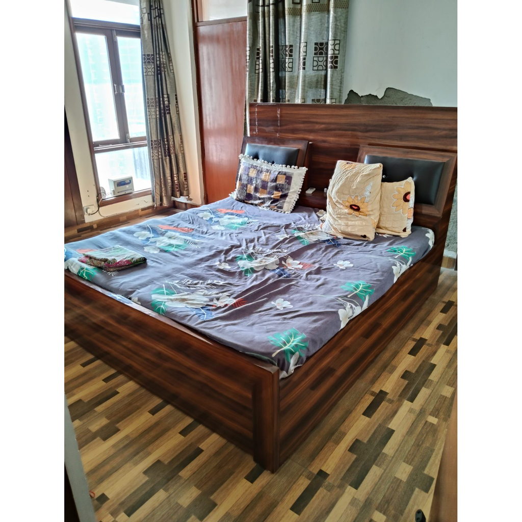 Two Wooden Bed Frames with Padded Headboards - used bedroom in Faridabad - photo 1