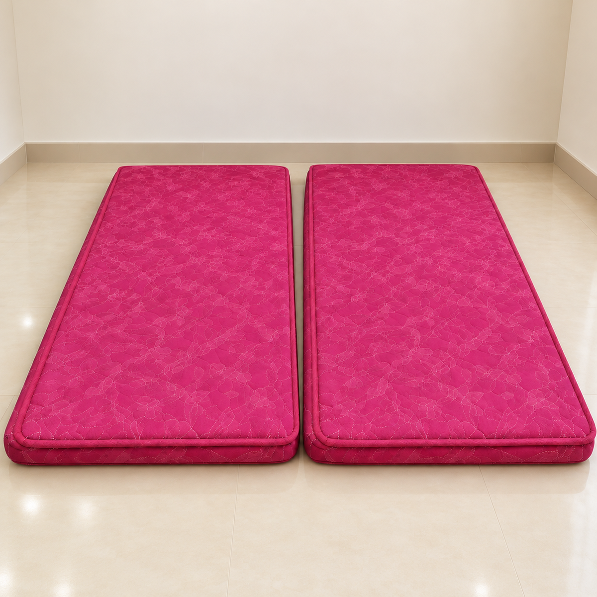 Two pink Sleepwell single mattresses - representative pair, Gurugram
