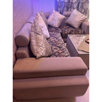 L-Shaped Sofa with Glass Centre Table and 2 Pouffes - used living room in Noida - photo 2