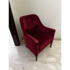 Maroon Velvet Accent Armchair with Cushion - used living room in Delhi - photo 2