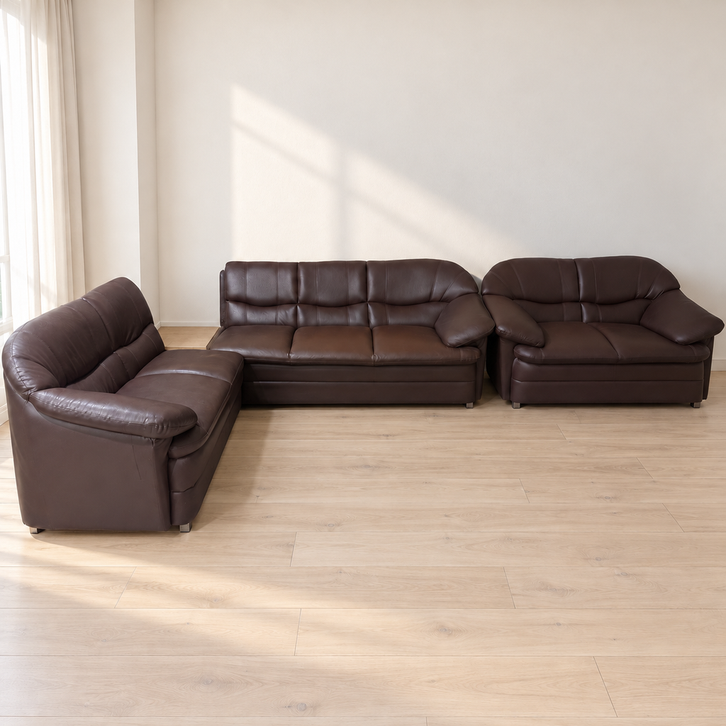 Brown L-Shaped Sofa with Two-Seater Sofa - resale hero
