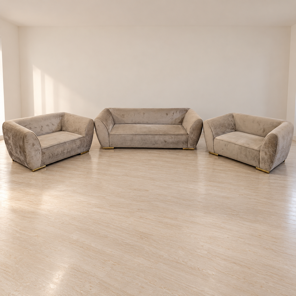 Beige 3+2+2 Seater Velvet Sofa Set - resale hero