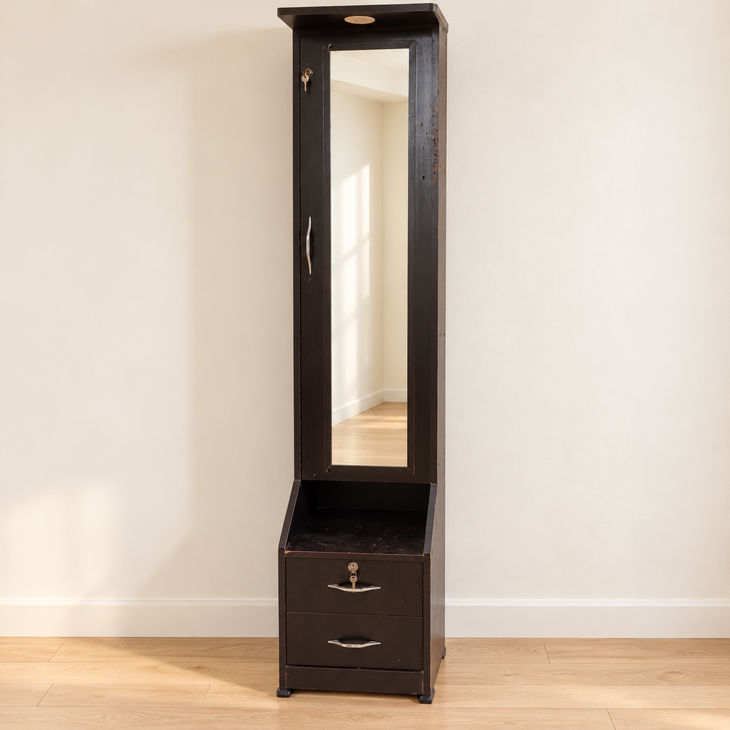 Slim Mirrored Dressing Cabinet with Two Drawers - resale hero