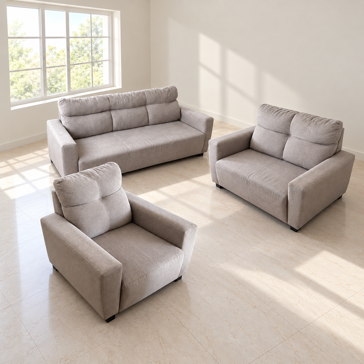 Beige 3+2+1 Seater Fabric Sofa Set - faithful resale hero