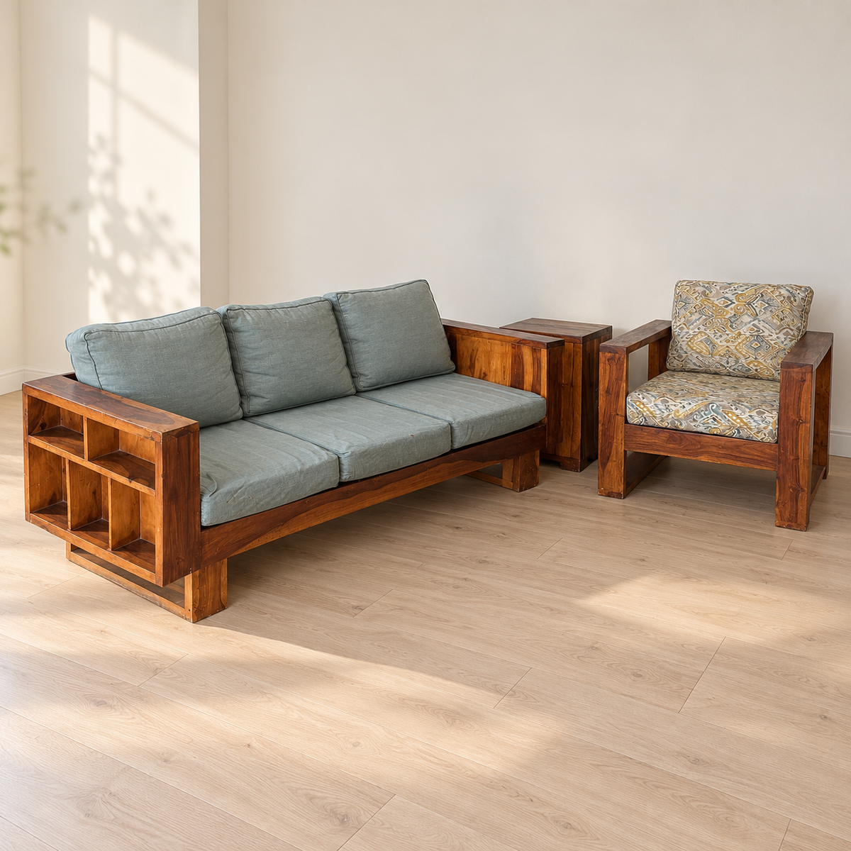 Pepperfry Sheesham Wood 3+1 Sofa Set - faithful resale hero
