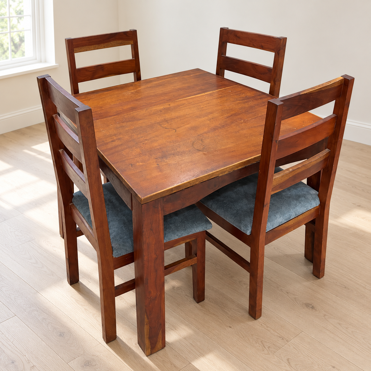 Peachtree 4-Seater Solid Wood Dining Set with Upholstered Chairs - faithful resale hero