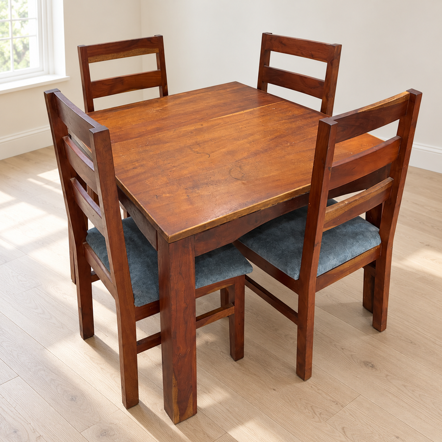 Peachtree 4-Seater Solid Wood Dining Set with Upholstered Chairs - faithful resale hero