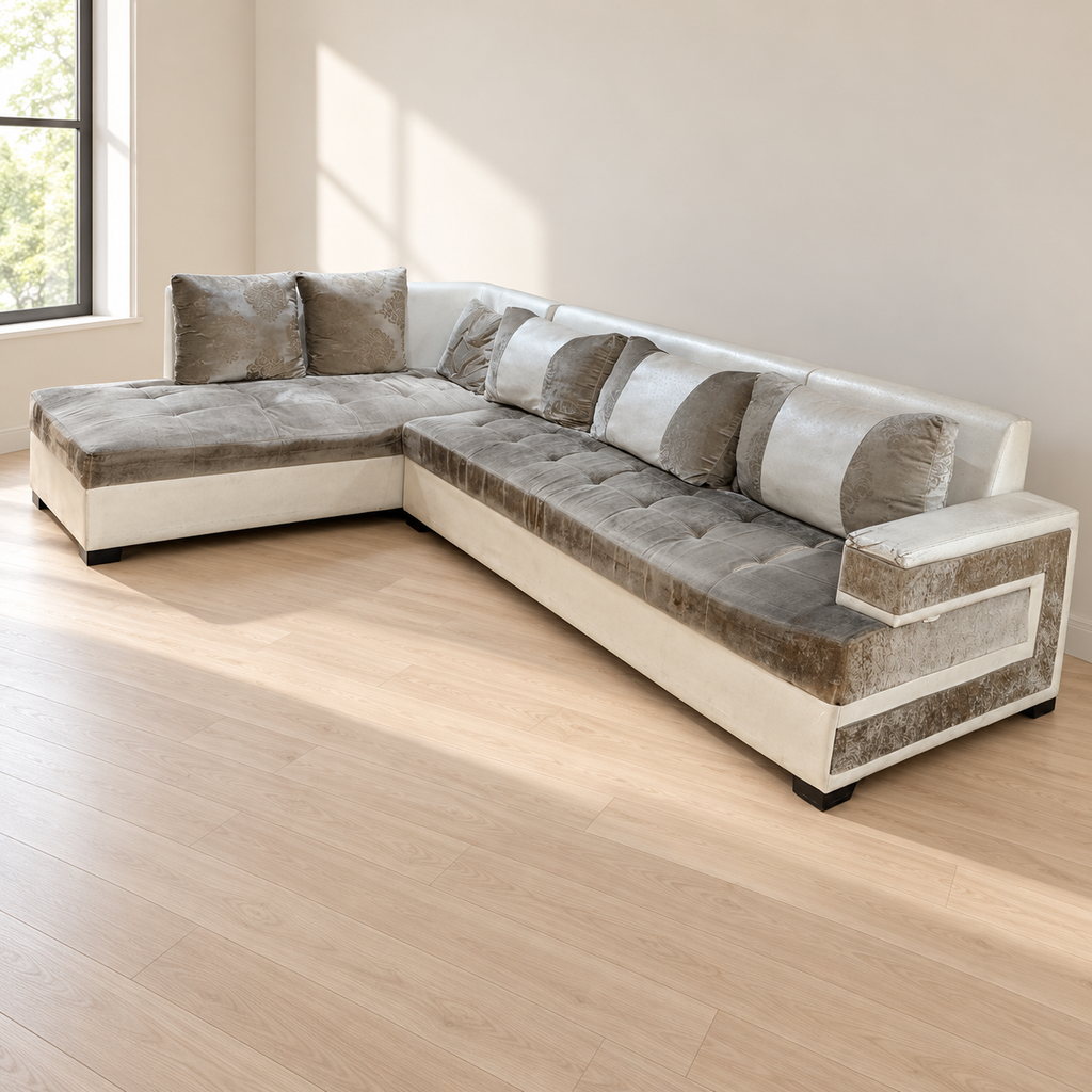 Grey 7-Seater L-Shaped Fabric Sofa - faithful resale hero