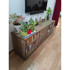 Wood-Finish TV Cabinet with Sliding Glass Door - used living room in Delhi - photo 1