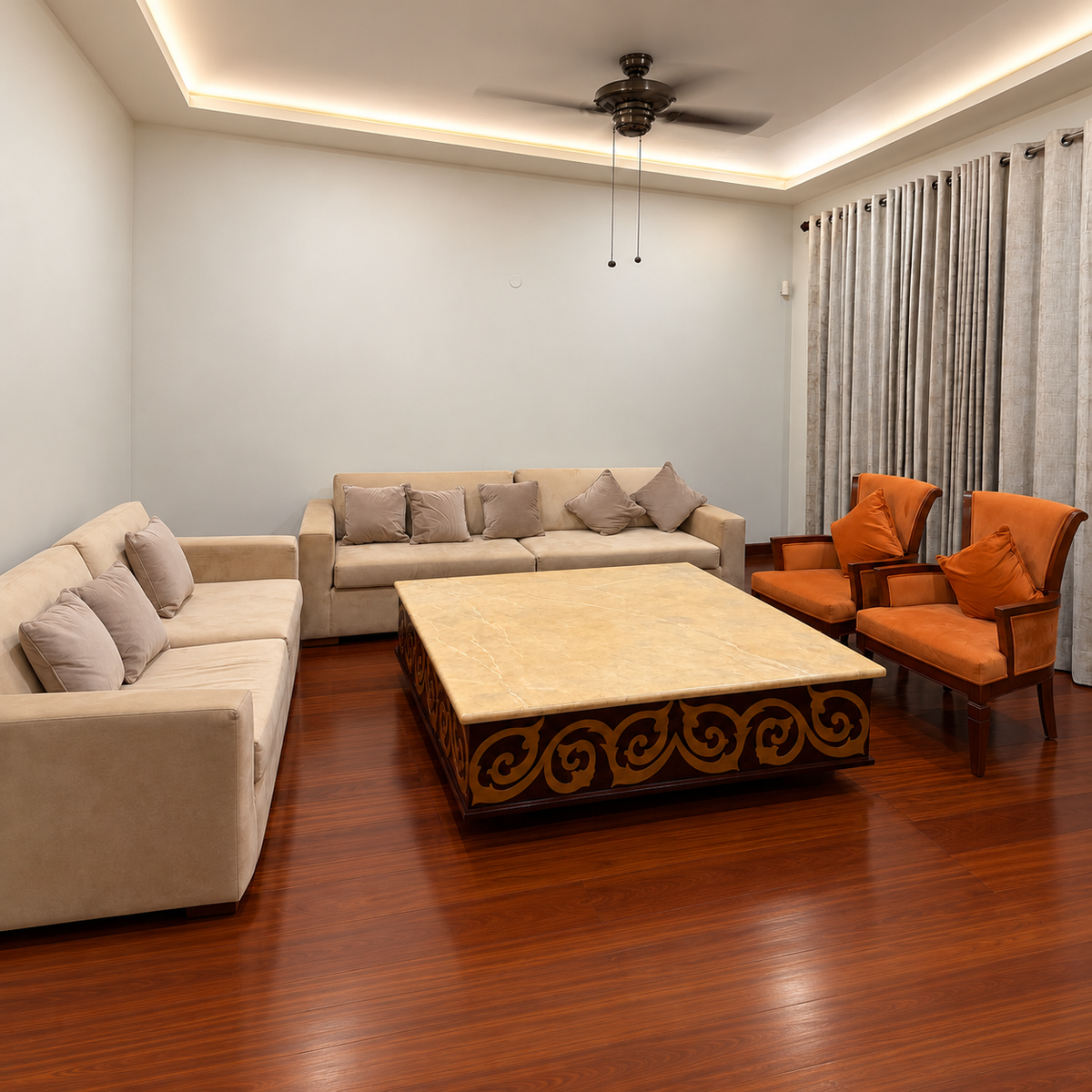 5-Seater and 3-Seater Sofas with 2 Chairs and Marble Centre Table - hero