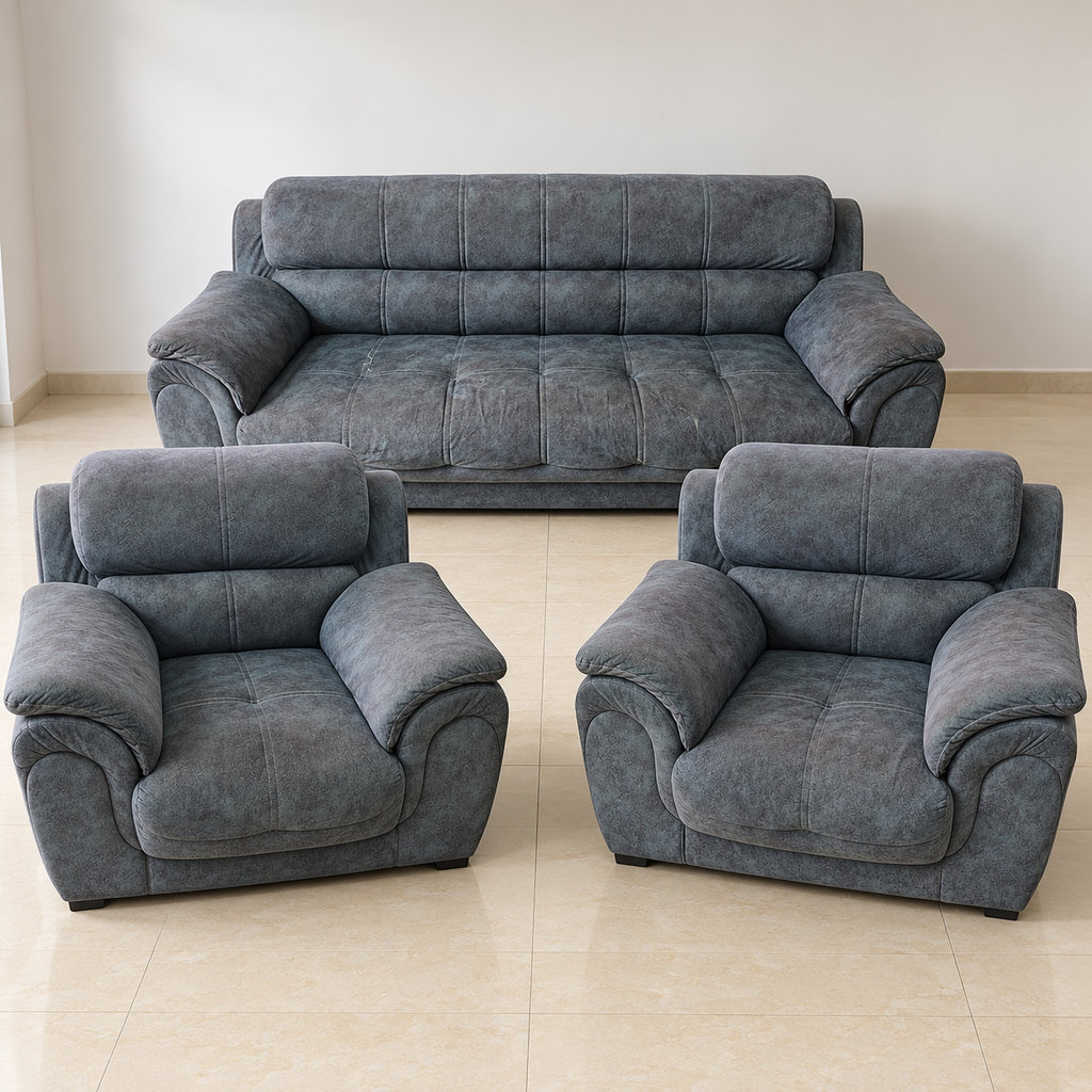 3+1+1 Grey Fabric Sofa Set - hero