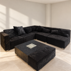 7-Seater Black Sectional Sofa with Centre Table - Regularly Used - Gurugram