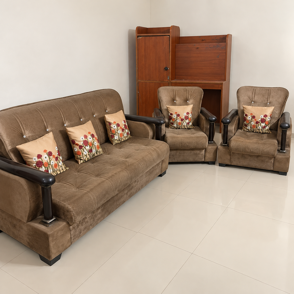 3+1+1 Fabric Sofa Set with Study Table - hero