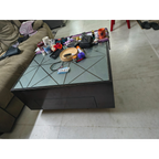 Glass-Top Wooden Centre Table with Storage Drawer - photo 3
