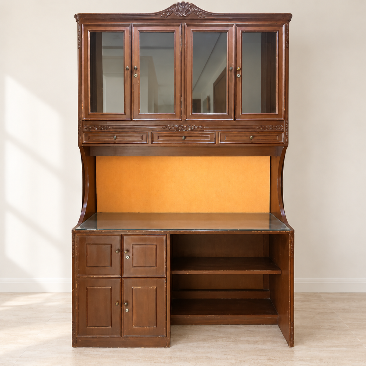 Carved Wooden Display and Storage Cabinet - hero