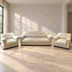 3+1+1 Cream Leatherette Sofa Set - Regularly Used - Gurugram