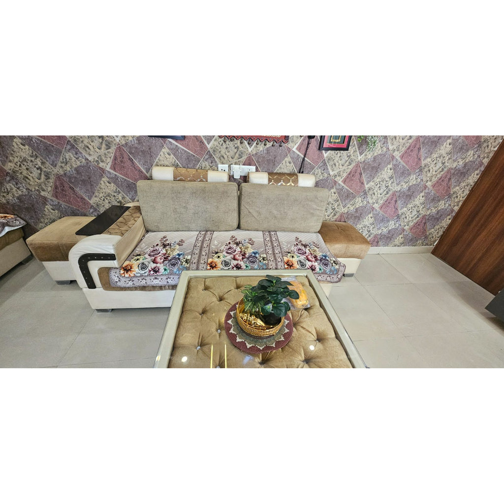 7 seater sofa with 2 poufees - photo 3