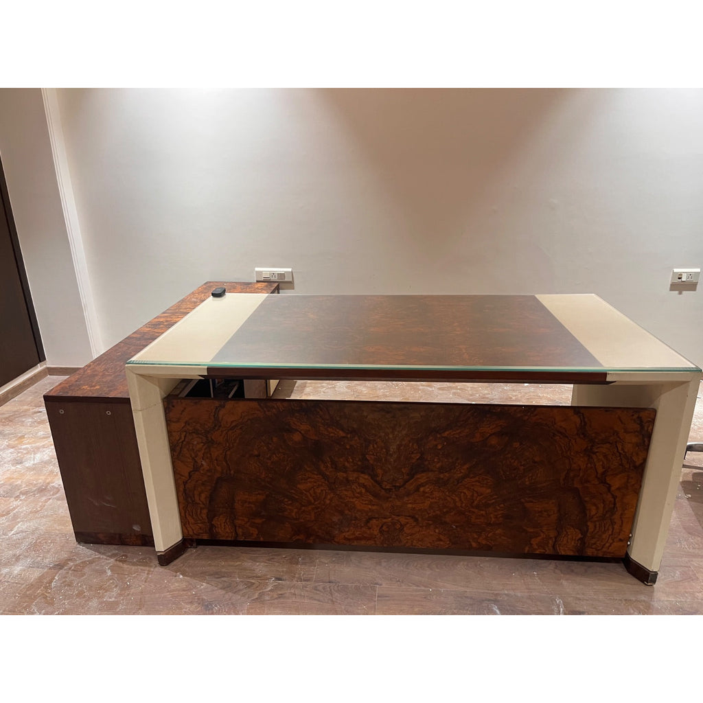 Glass-Top Office Desk with Left Return - photo 1