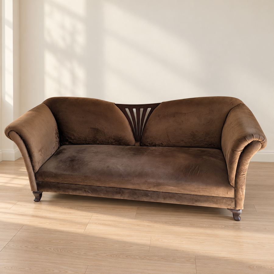 Brown Three-Seater Fabric Sofa - Delhi