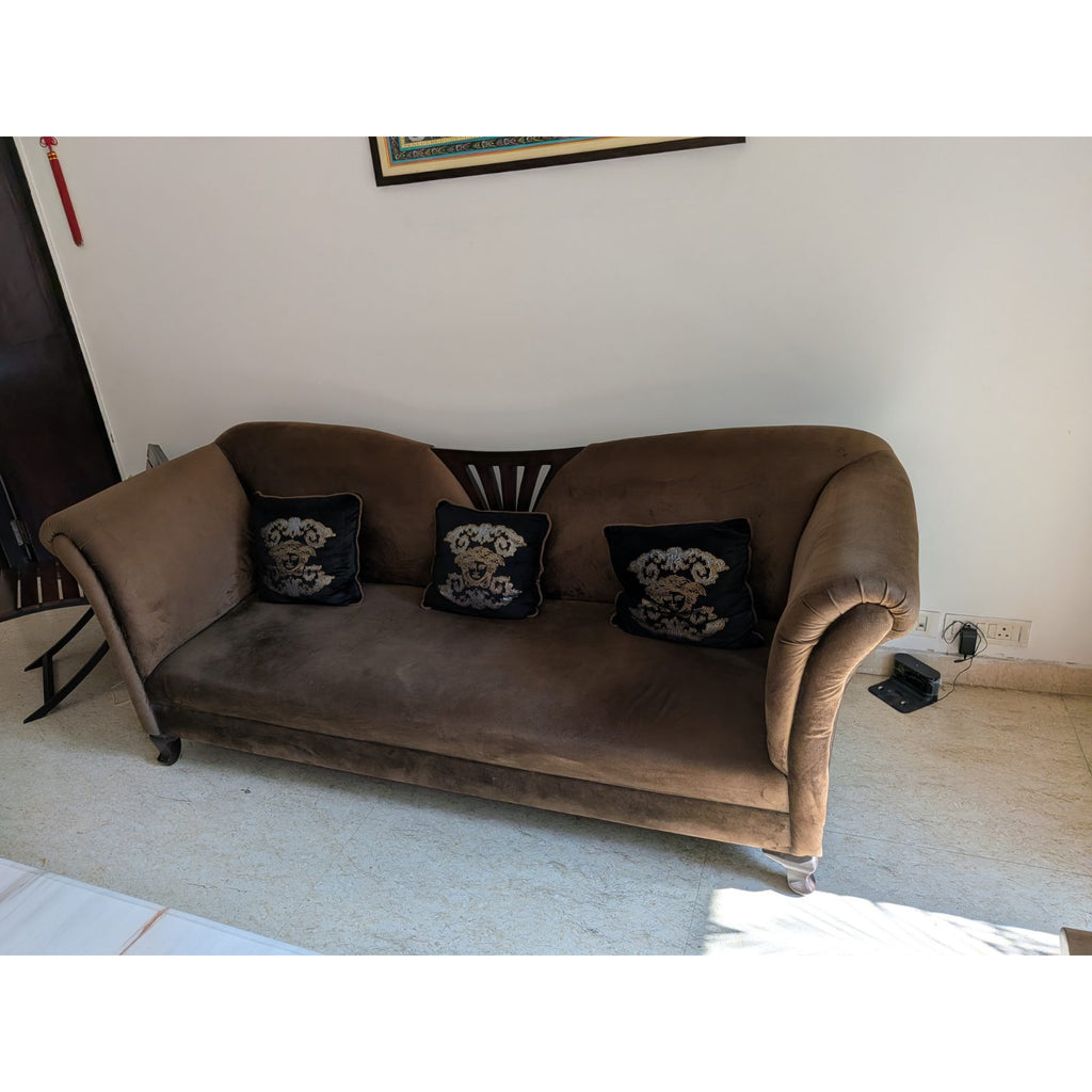 Brown Three-Seater Fabric Sofa - photo 1