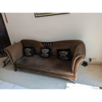 Brown Three-Seater Fabric Sofa - photo 1