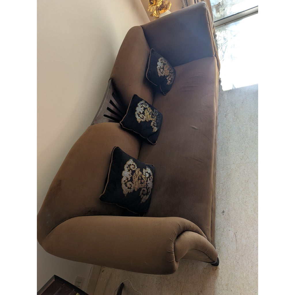 Brown Three-Seater Fabric Sofa - photo 2