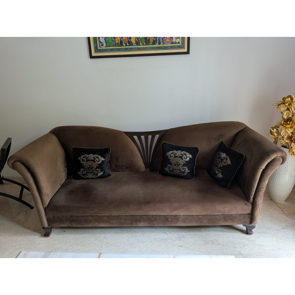 Brown Three-Seater Fabric Sofa - photo 3