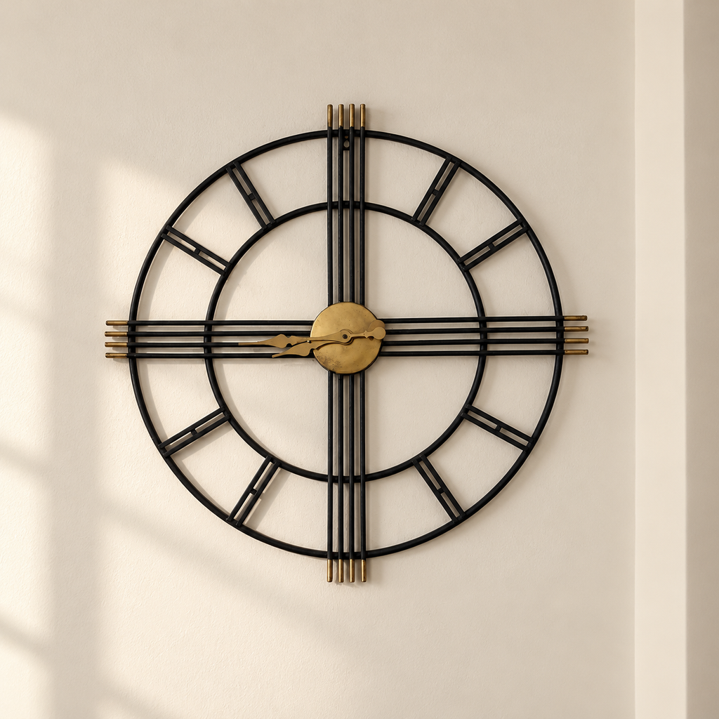 Black and Gold Metal Wall Clock - Gurugram