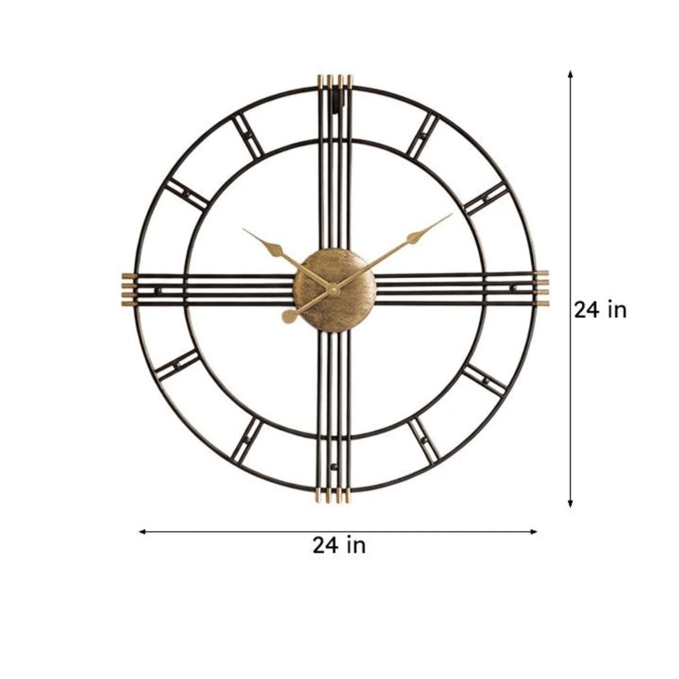 Black and Gold Metal Wall Clock - photo 1
