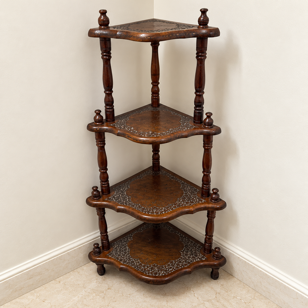 Four-Tier Wooden Corner Display Shelf - Lightly Used - Delhi